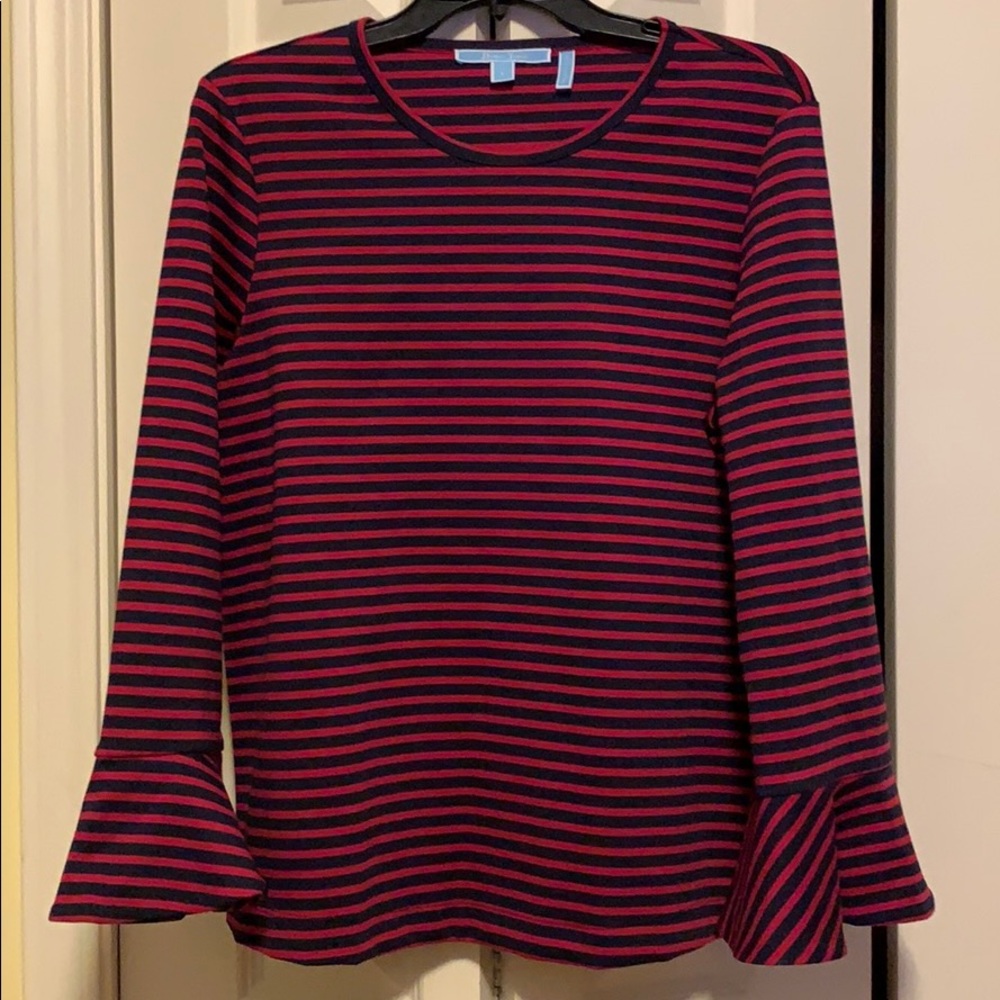 Draper James Striped bell-detail sleeve top